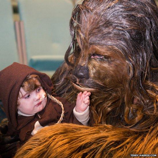 Alexander, 2, meets Chewbacca