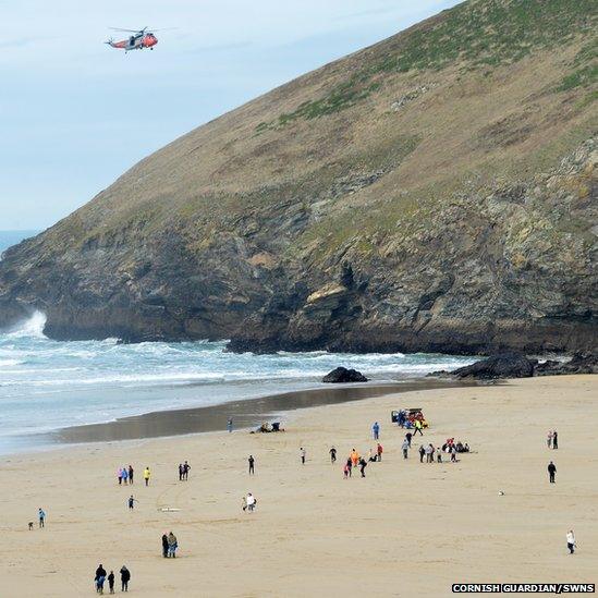 Rescue attempt at Mawgan Porth beach near Newquay