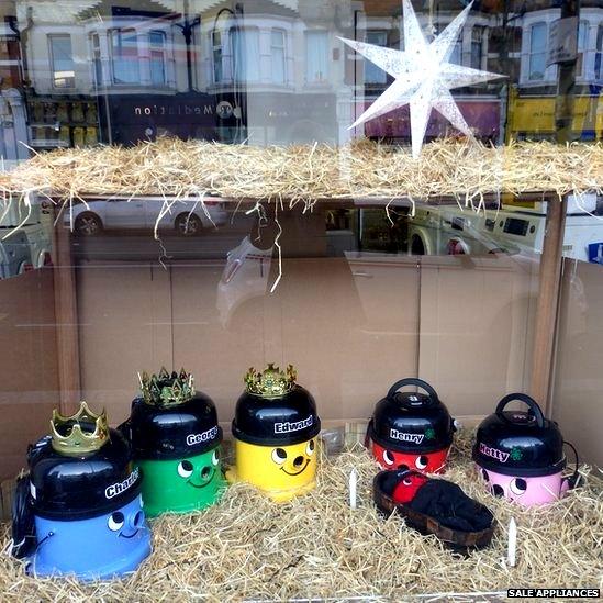 Nativity scene made of Henry vacuum cleaners