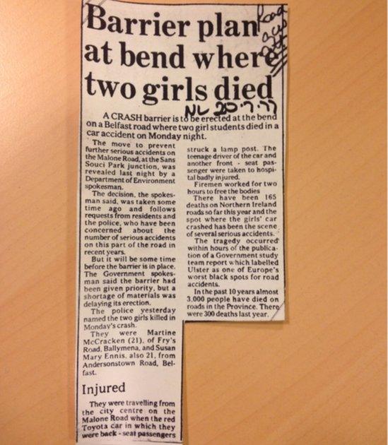 A newspaper report from the aftermath of a previous fatal crash at the same location in 1977