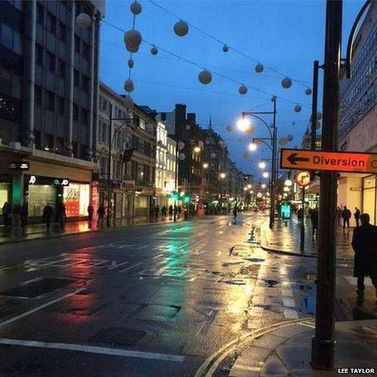 A rather deserted looking Oxford Street this morning