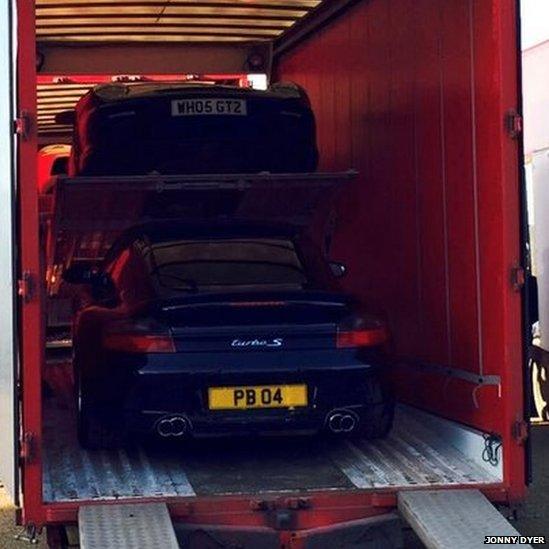 Porsche cars in a van at Blenheim Palace