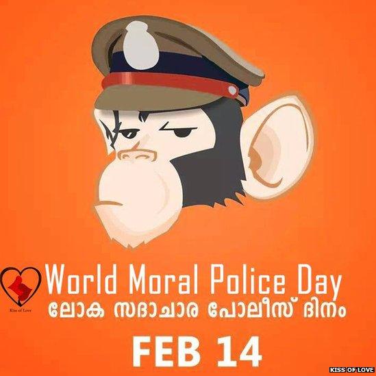 A poster produced by the "Kiss of Love" group to protest what they say is unfair moral policing by Hindu groups.