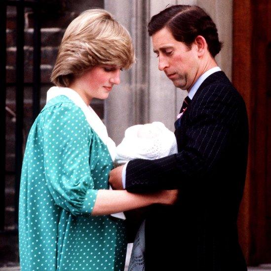 Charles and Diana with newborn Prince William