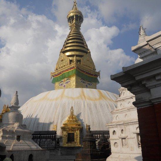 Monkey temple or Syambhunaath Stupa near Kathmandu in Nepal (2010)