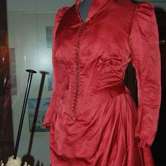 A red dress belonging to Thomas Hardy's sister Kate, thought to be the dress famously described in his novel Tess of the d’Urbervilles