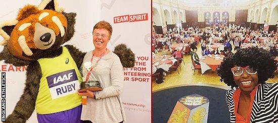 Denise Larrad (left) with another mascot and