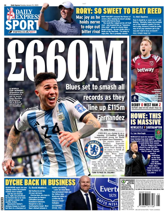 The back page of the Daily Express