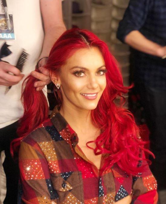 Dianne Buswell having her hair done.