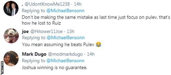 Boxing fans on Twitter warning Anthony Joshua not to look past Kubrat Pulev and get distracted by talk of a unification fight with Tyson Fury