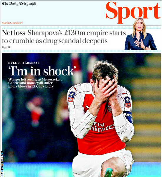 Daily Telegraph sports page