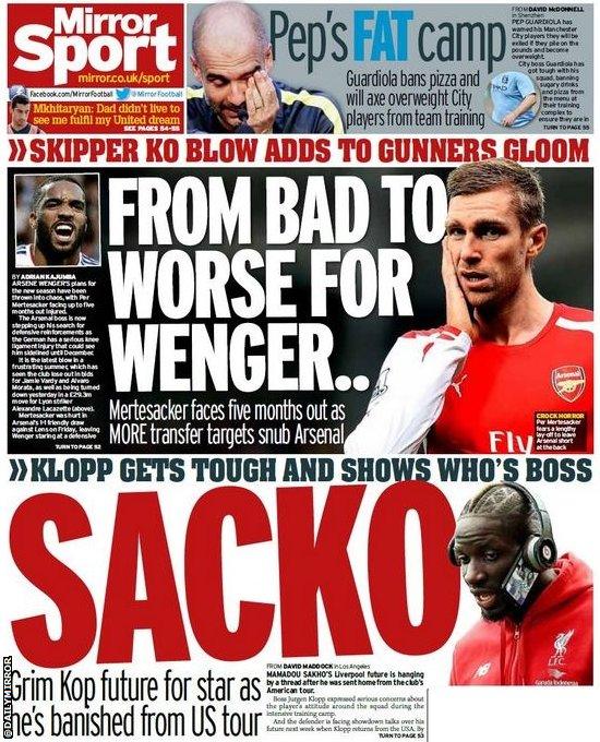 Daily Mirror backpage