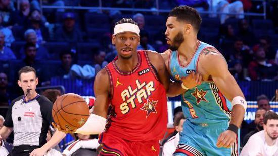 Shai Gilgeous-Alexander playing against Jayson Tatum at the 2025 NBA All-Star game