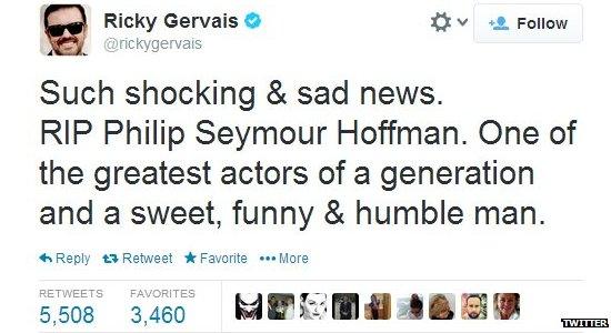 Ricky Gervais's tweet