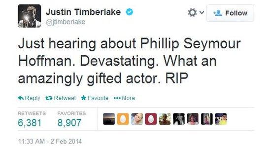 Justin Timberlake's tweet