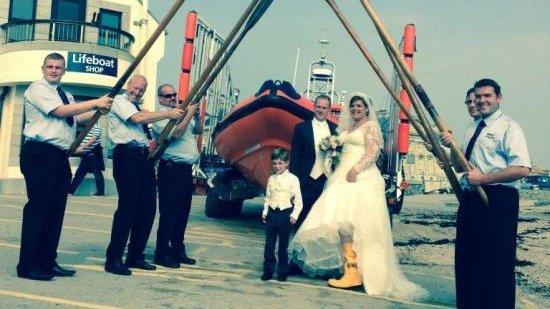 Leighton Jones, Kerry Kirkham and the Beaumaris lifeboat crew