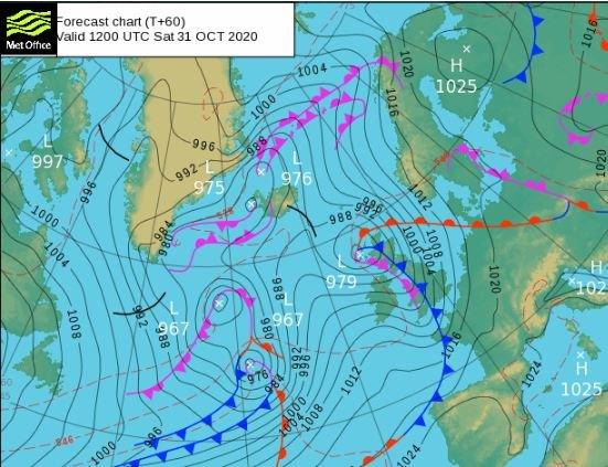 Winds will strengthen again at the weekend with gusts of 50 to 60mph