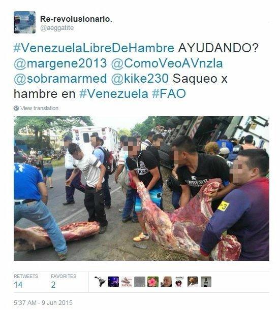 Translation: "HELPING? Looting for hunger in Venezuela."