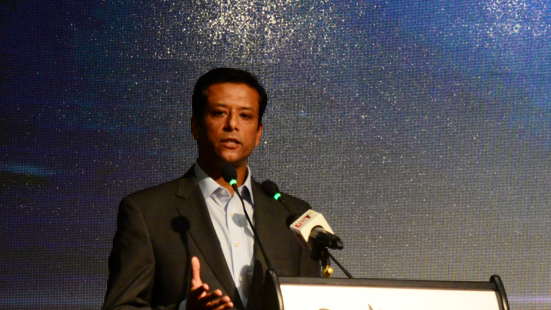 Sajeeb Wazed Joy addressing in a seminar on' 21 August: Current and future politics of Bangladesh' organized by Shuchinta Foundation at Radisson Blu Hotel in Dhaka in 2018