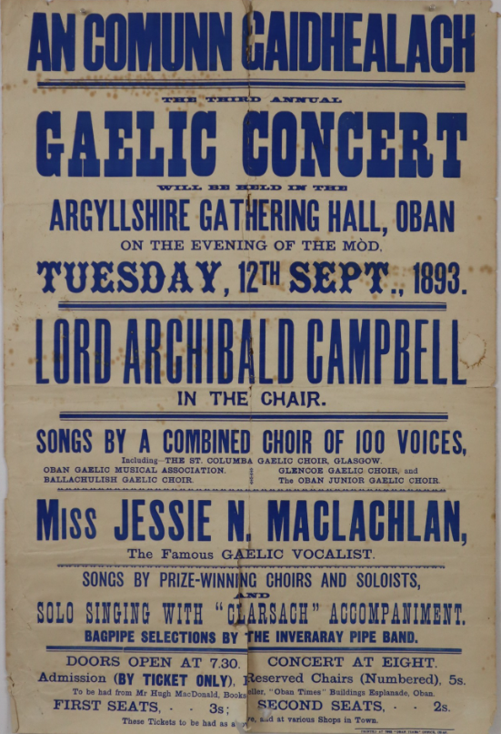 Seann phostair bhon dàrna Mòd Nàiseanta Rìoghail san Òban an 1893