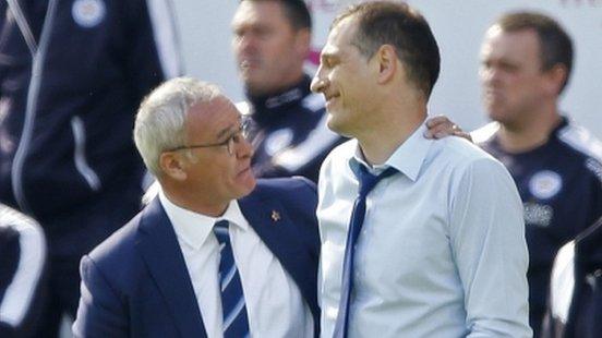 Leicester manager Claudio Ranieri (left) and West ham boss Slaven Bilic