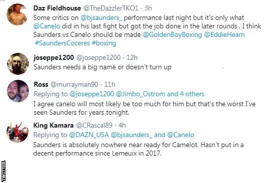 Twitter reaction to Billy Joe Saunders win