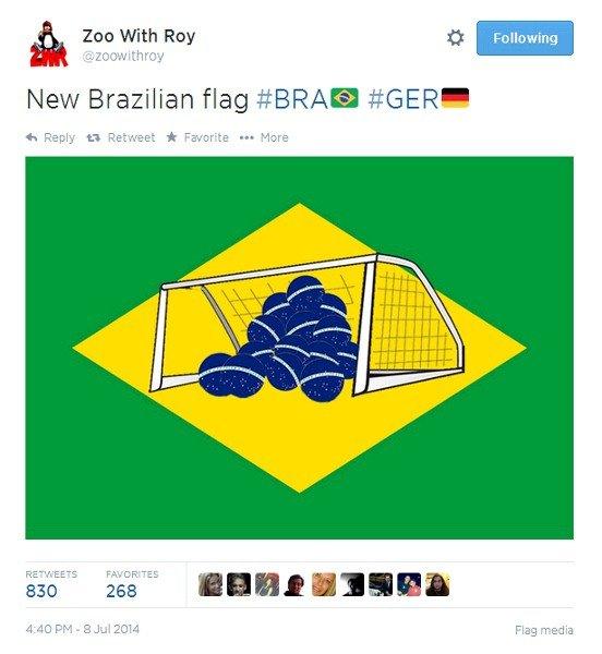 Tweet showing mocked-up Brazilian flag