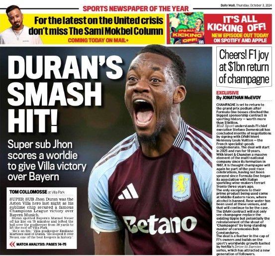 The back page of the Daily Mail