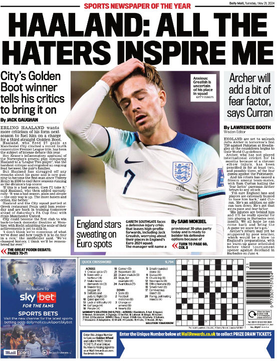 The back page of the Mail