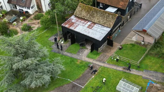 Aerial image of barn at farm