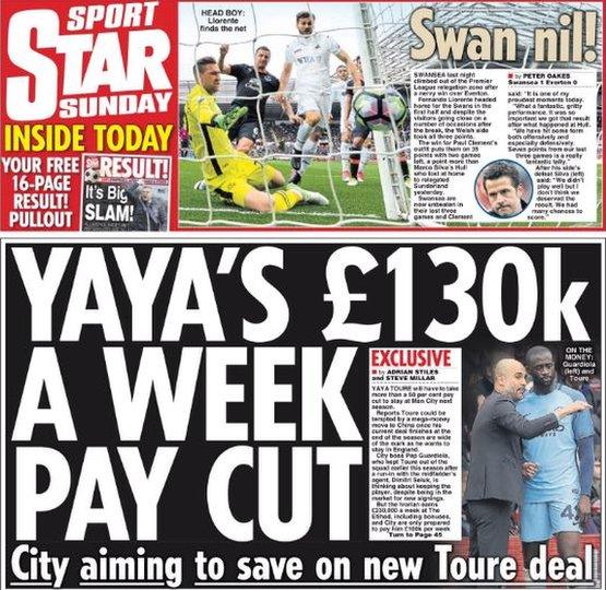 The back page of Daily Star Sunday