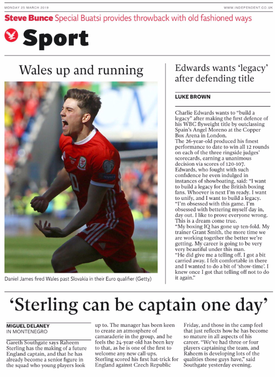 The Independent carry a story about Raheem Sterling one day captaining England