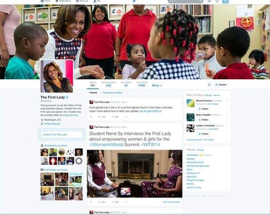 Twitter page of Michelle Obama