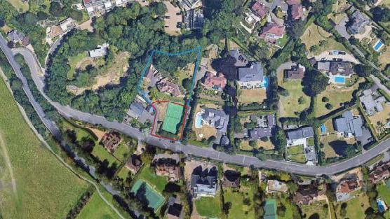 An aerial view of the area where the proposed development will be.