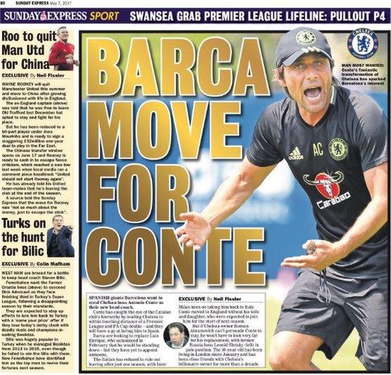 The back page of the Sunday Express