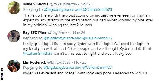 Twitter reaction to Callum Smith v John Ryder