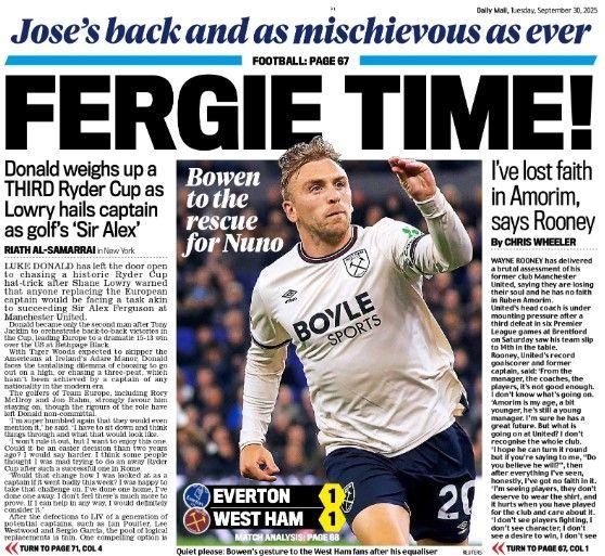 The back page of the Daily Mail