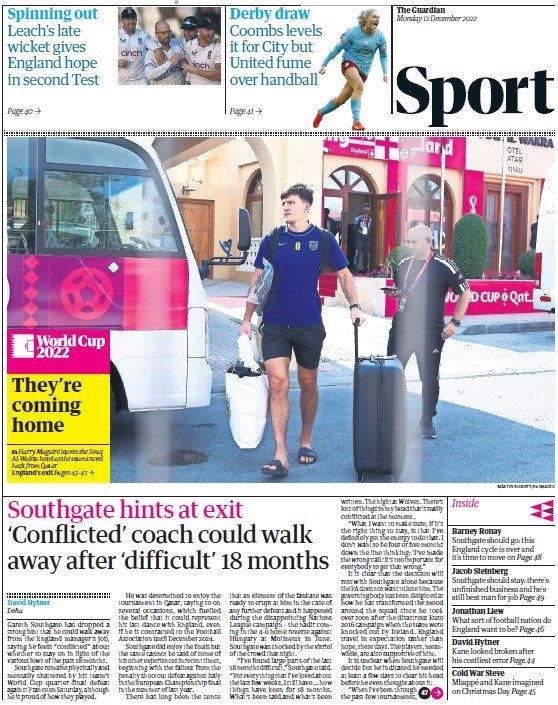 The back page of the Guardian