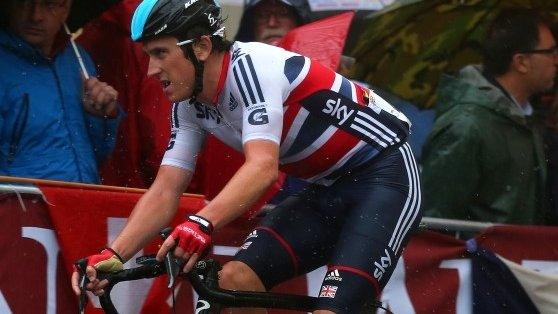 Geraint Thomas riding in the road race at the World Championships