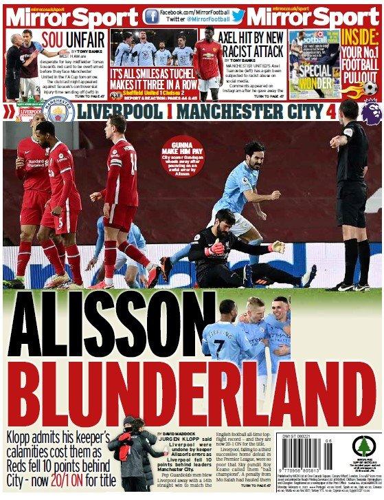 The back page of the Daily Mirror