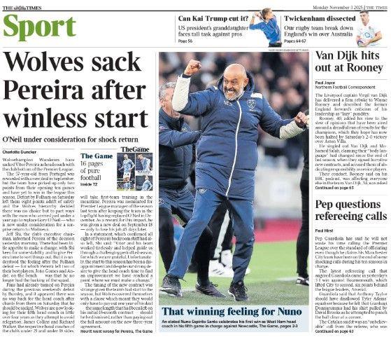 The back page of The Times