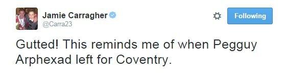 Jamie Carragher's tongue in cheek tweet was one of 40,000 in an hour following Valencia's announcement