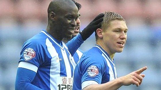 Wigan's Martyn Waghorn celebrates