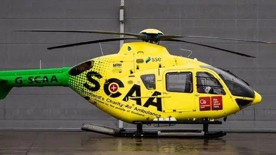 Scotland's Charity Air Ambulance, yellow helicopter on ground (file image).