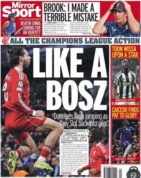 The Daily Mirror back page 