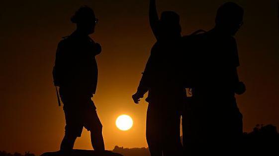 People hike in Los Angeles 