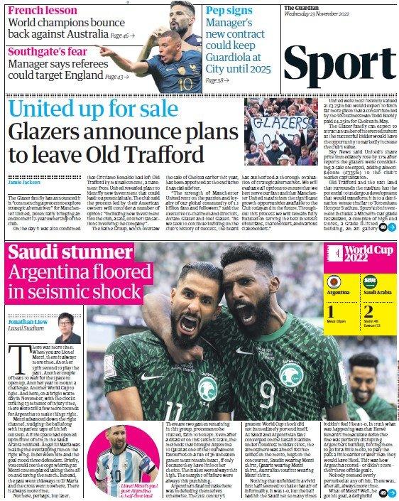 The back page of the Guardian