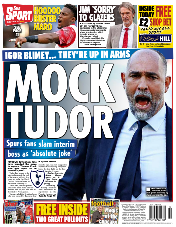 The back page of the Daily Star