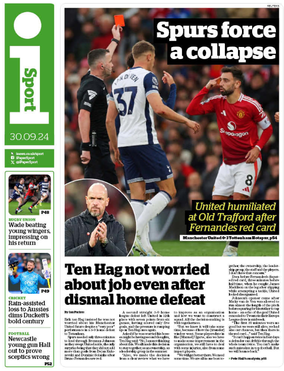 Back page of the i on 30 September 2024