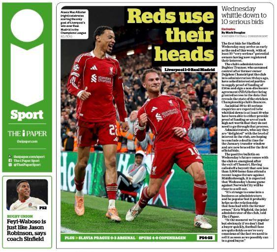 Back page of the i on 5 November 2025